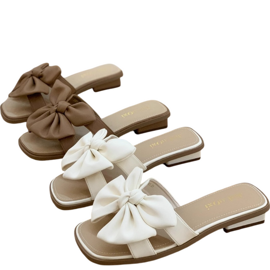 リボン付きウェッジヒールビーチサンダル|レディーススリッパ 2025年夏新作