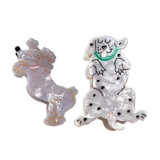 アセテート犬モチーフヘアクリップ|おしゃれ女子の必須アイテム