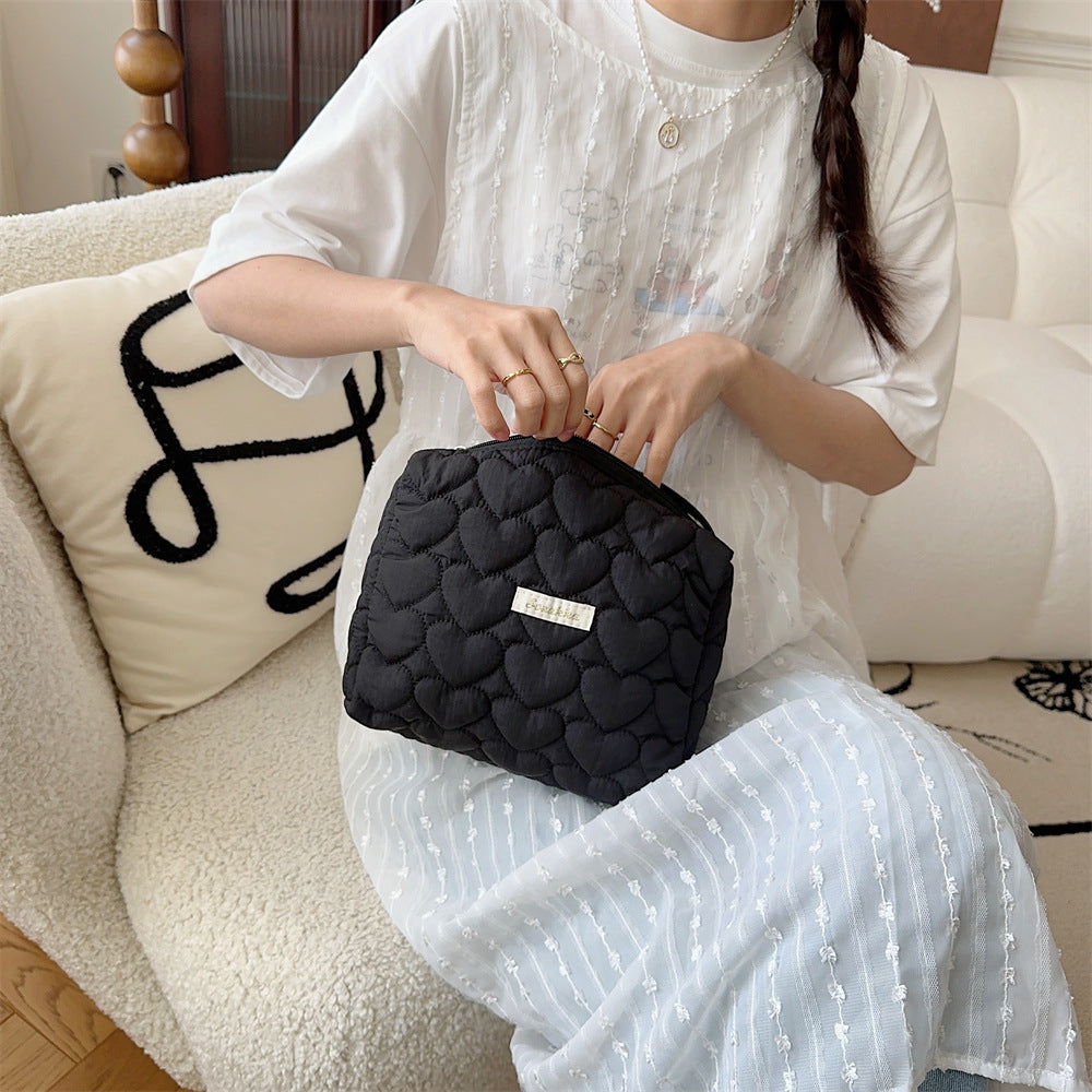 ラブハートマルチ収納クラッチ キルティングコットン ラブリーポーチ