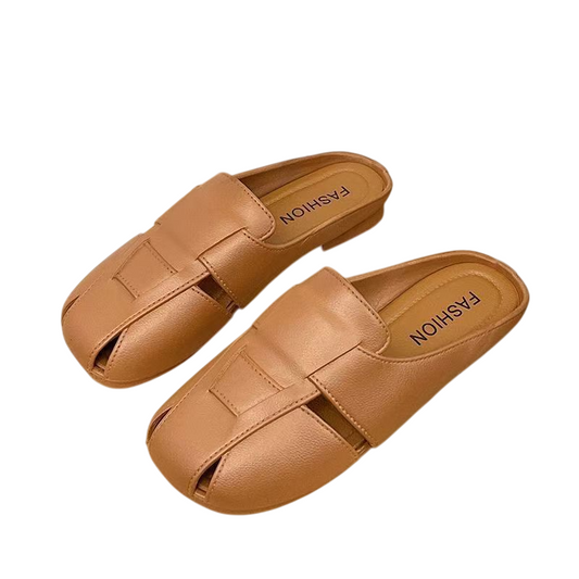 スクエアトゥブローファーサンダル|レディースシンプルスリッポンサンダル 2025年夏新作