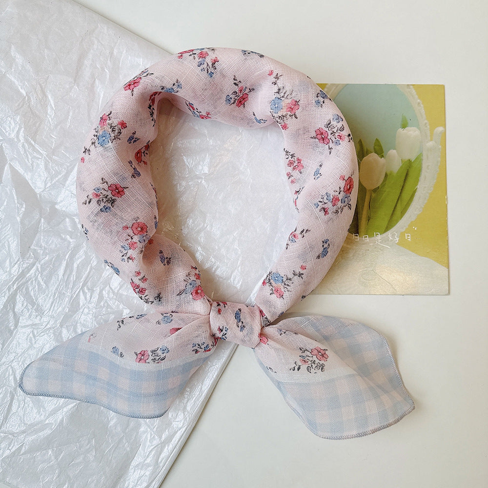 森ガール風フローラル正方形スカーフ 2025年春新作