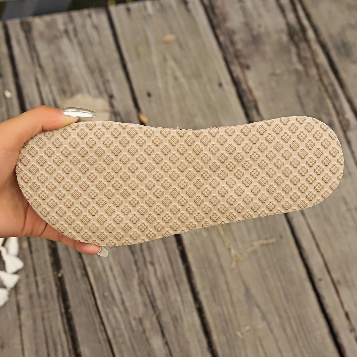 黄麻布リボン フリップフロップ|夏用フラットスリッパ レディース