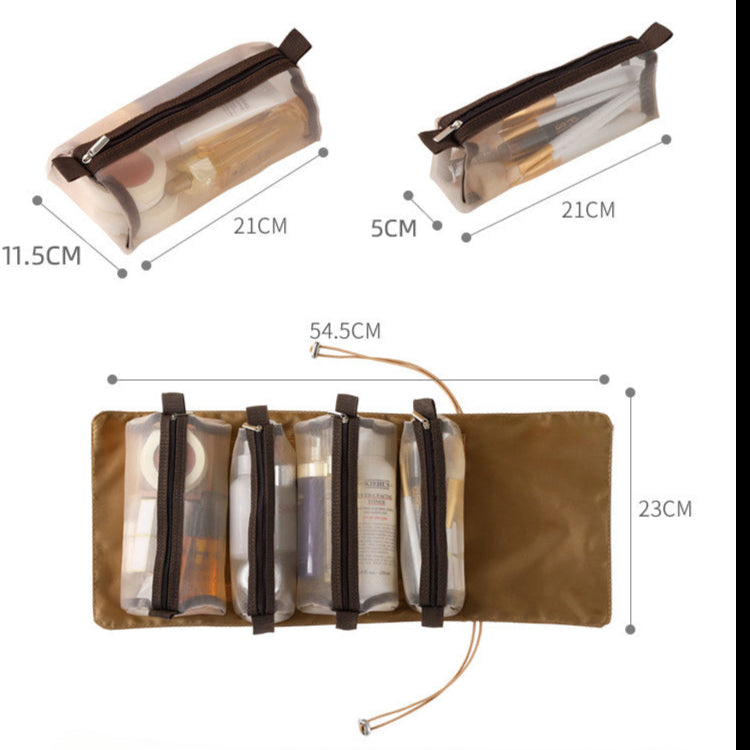4in1 大容量トラベル化粧ポーチ 折りたたみ式取り外し可メイクオーガナイザー