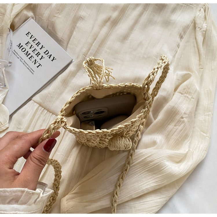 ビーチスタイル ストローストリング スマホクロスボディバッグ