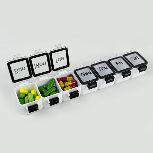 7-day pill case (colorful/with lock function) - medicine case/storage