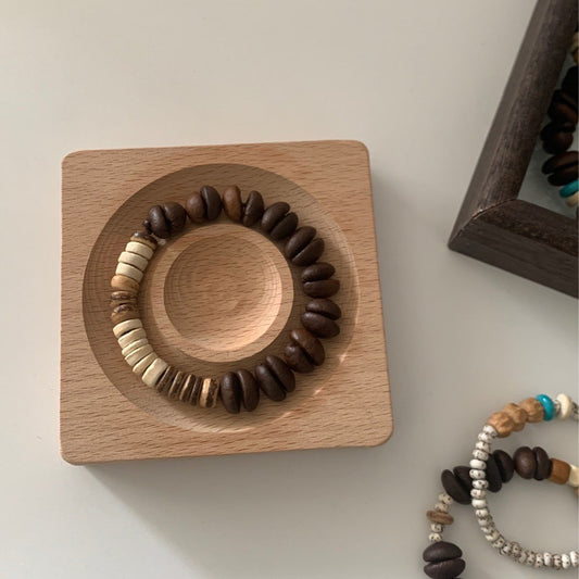 コーヒー豆 ペア ブレスレット (ナチュラル/手作り) - おしゃれ