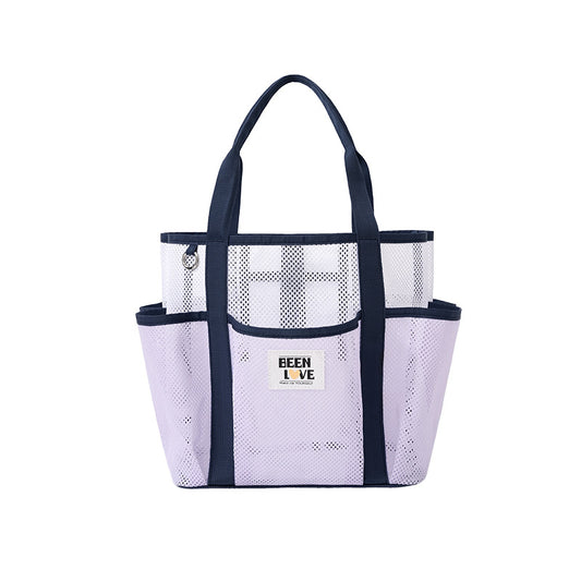 ホワイトメッシュビーチバッグ  大容量&おしゃれな収納トート