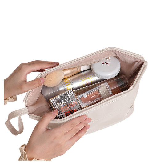 Korean Double Layer Cosmetic Pouch (Large Capacity/With Handle) INS Style - Mobile/Travel/Toiletry