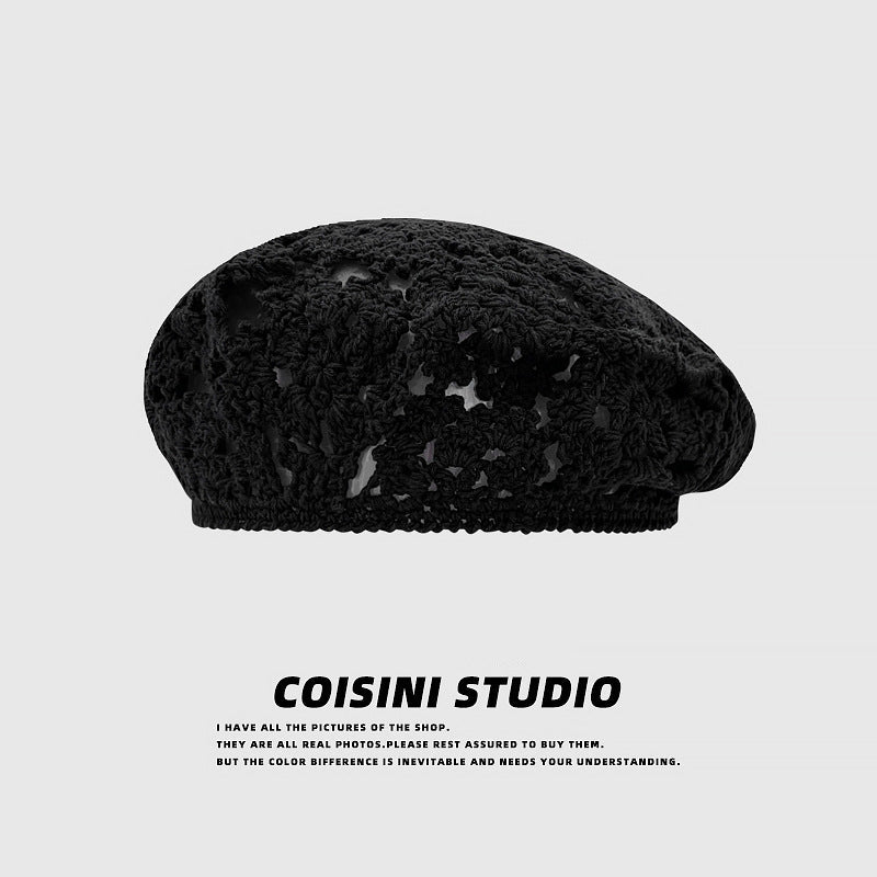 レトロ 編み ベレー帽 (透かし編み/春夏) - レディース/可愛い/おしゃれ