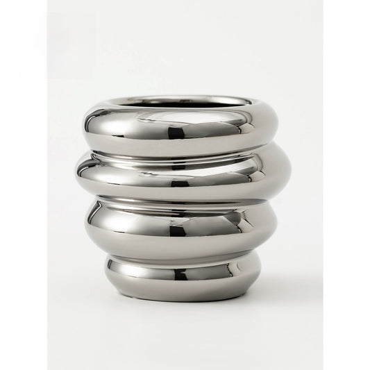 モダン韓国風クリームスタイル セラミックフラワーポット – 多肉植物&収納チューブ 小物整理にぴったり