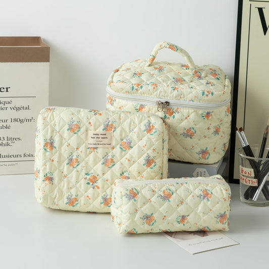 Floral Cosmetic Pouch (Large Capacity/3-Piece Set) - Women's/Cute