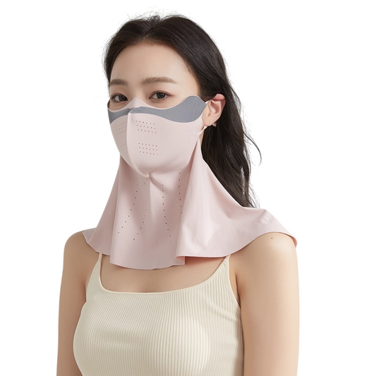 夏用日焼け止めマスク レディース  首までカバーできる涼感フェイスマスク