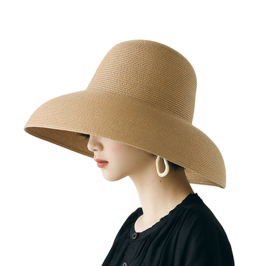 ヘップバーンスタイルつば広麦わら帽子 2025年新作