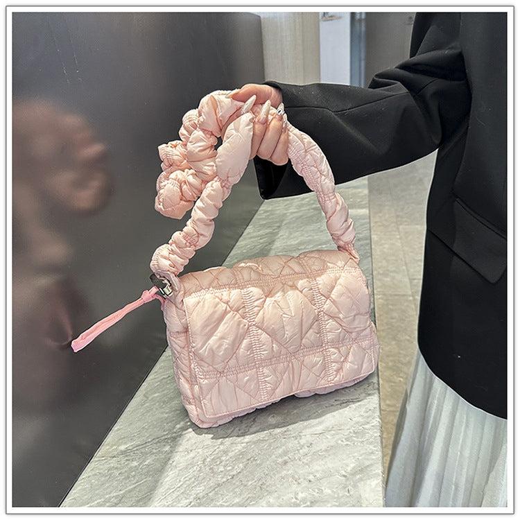 メタリックパフクロスバッグ – キルティングプリーツミニショルダー