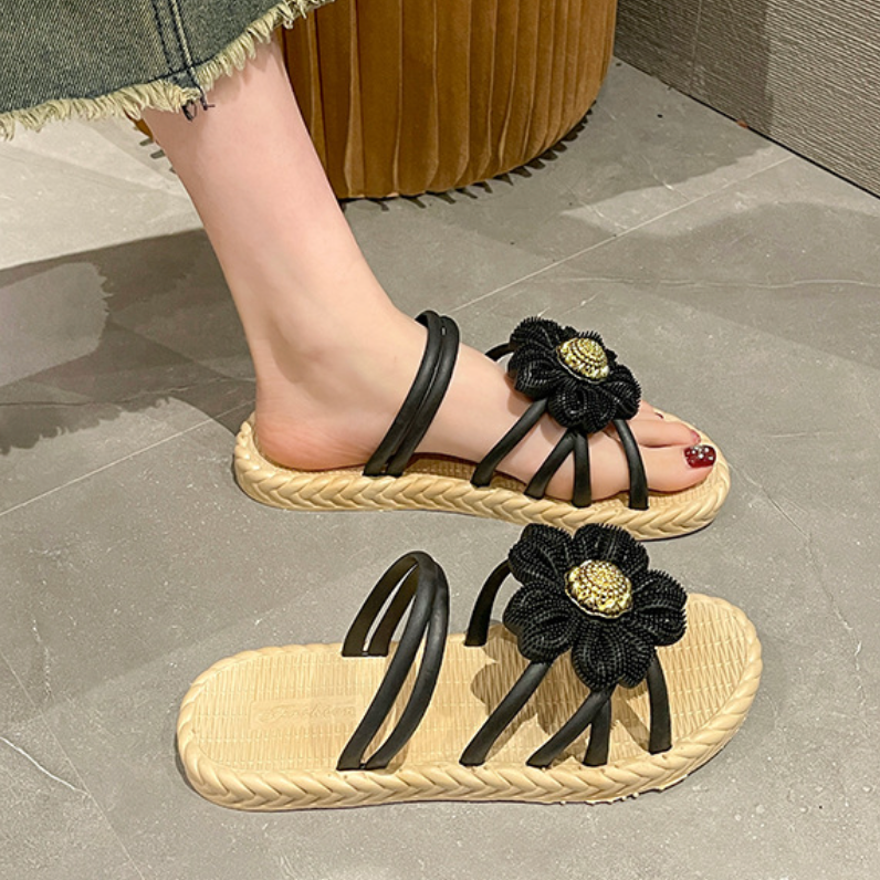 フラワーモチーフ レディースサンダル|多用途ホーム&ビーチスリッパ 2025年夏新作