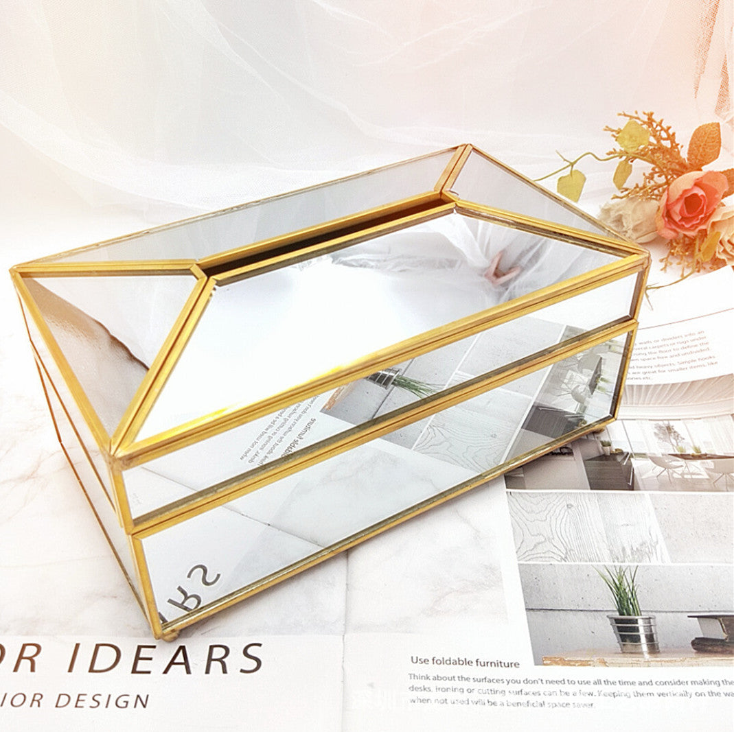 Glass tissue box High-quality European design / Stylish Scandinavian style mirrored tissue box