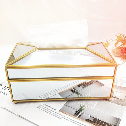 Glass tissue box High-quality European design / Stylish Scandinavian style mirrored tissue box