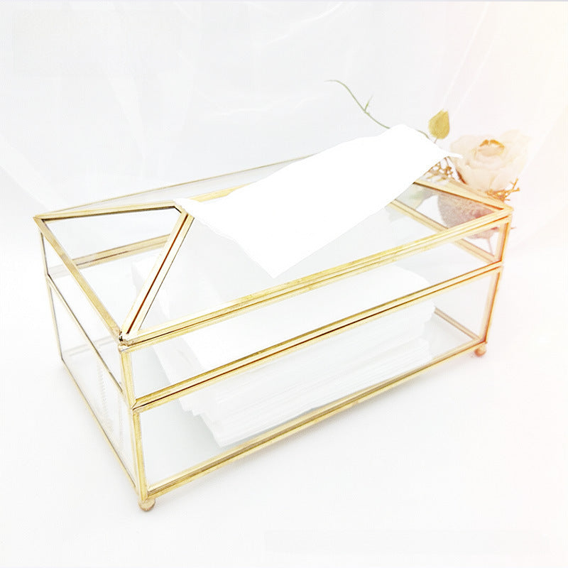 Glass tissue box High-quality European design / Stylish Scandinavian style mirrored tissue box