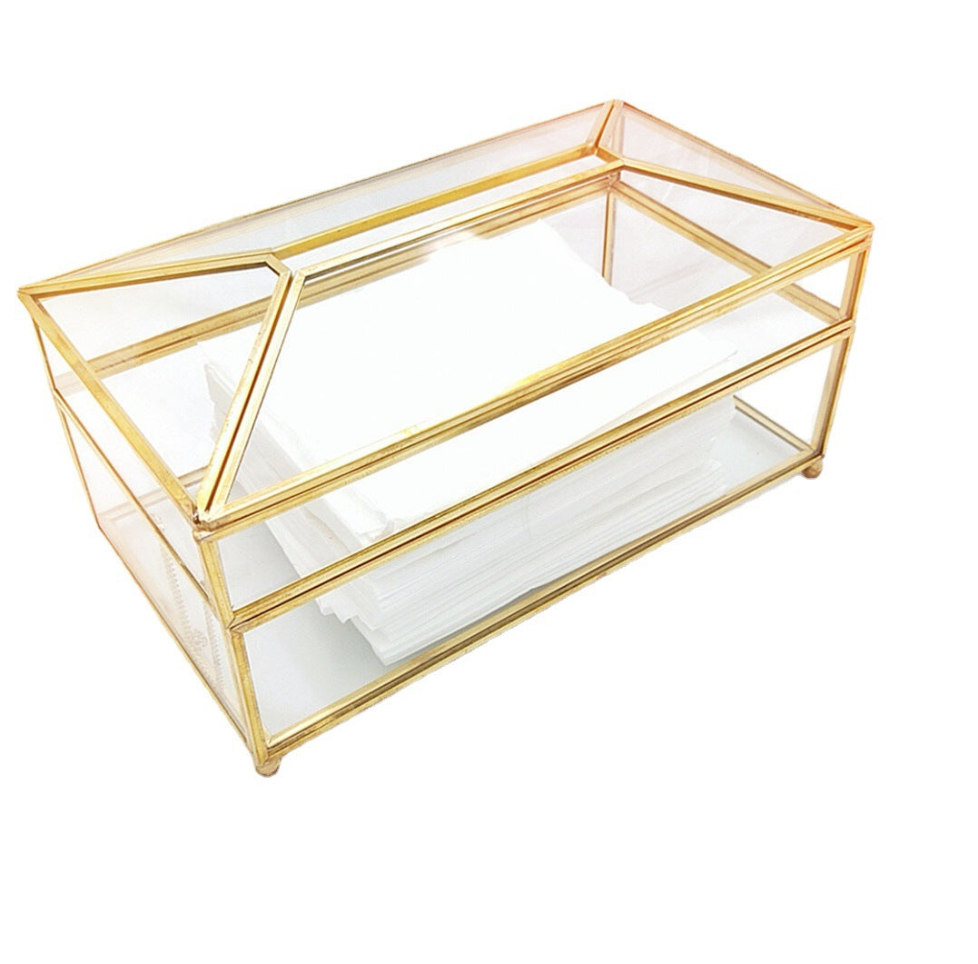 Glass tissue box High-quality European design / Stylish Scandinavian style mirrored tissue box